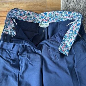 VINTAGE | Navy Blue Pants with Floral Waistband